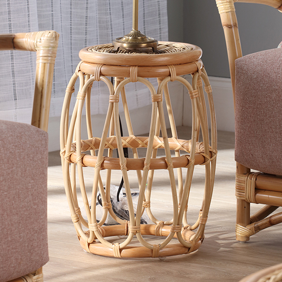 Photo of Bissau rattan wicker top lamp table in athena plain