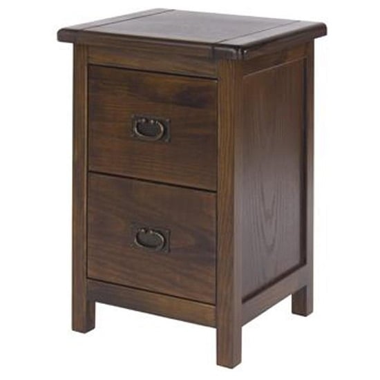 Birtley Bedside Cabinet In Dark Tinted Lacquer With Two Drawers