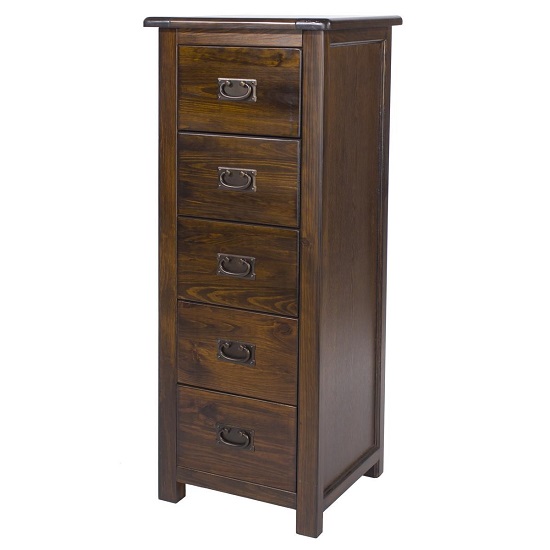 Birtley Tall Chest Of Drawers In Dark Tinted Lacquer Finish