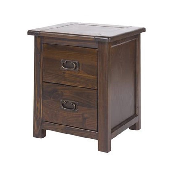 Product photograph of Birtley Wide Bedside Cabinet In Dark Tinted Lacquer Finish from Furniture in Fashion