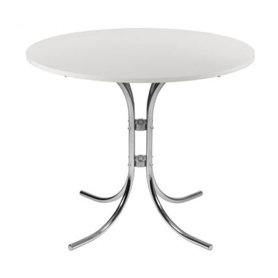 Bistro Round Wooden Dining Table In White