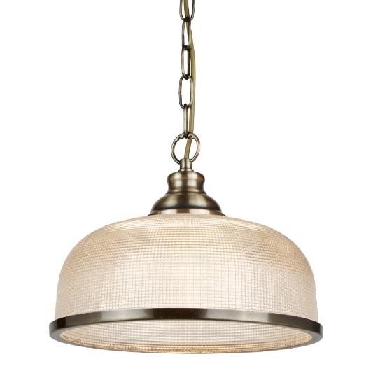 Read more about Bistro ii pendant light in antique brass and halophane glass