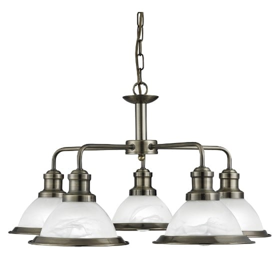 Product photograph of Bistro 5 Light Ceiling Light In Antique Brass from Furniture in Fashion