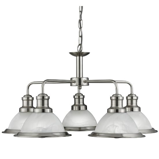 Product photograph of Bistro 5 Light Ceiling Light In Satin Silver from Furniture in Fashion