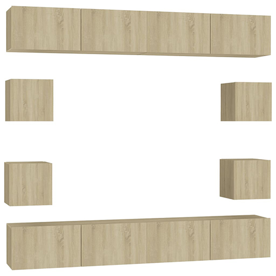 Biton Wall Hung Wooden Entertainment Unit In Sonoma Oak