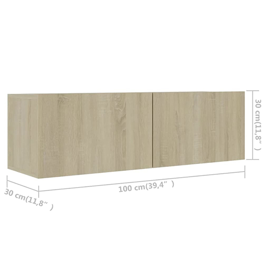 Biton Wall Hung Wooden Entertainment Unit In Sonoma Oak