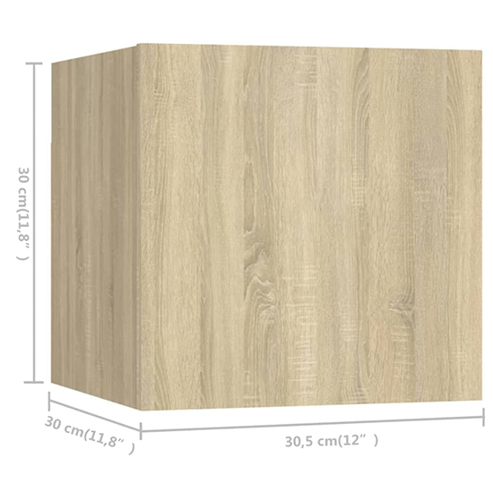 Biton Wall Hung Wooden Entertainment Unit In Sonoma Oak