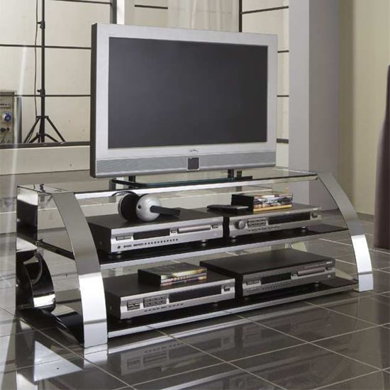 black glass tv stand 97399 - Where To Put Metal TV Stands: Creative Suggestions For Different Interior Types