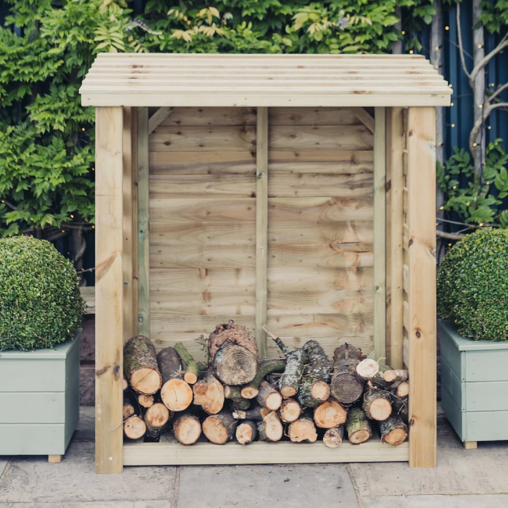Product photograph of Blackfriars Square Wooden Garden Log Store In Natural from Furniture in Fashion