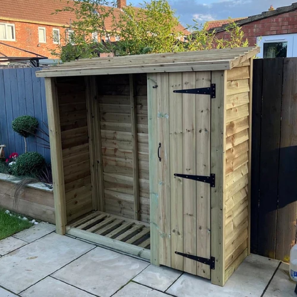Product photograph of Blackfriars Wooden Garden Log Store With Tool Store In Natural from Furniture in Fashion