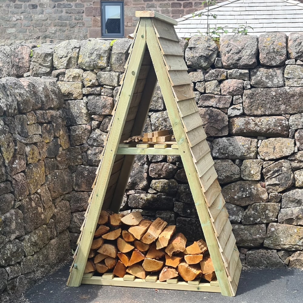 Blackfriars Wooden Garden Tringle Log Store With Shelf In Natural
