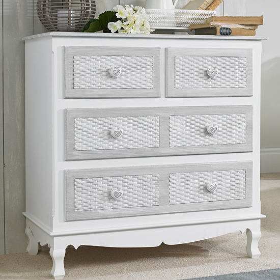 Blackrod Wooden Chest Of 4 Drawers In White And Grey