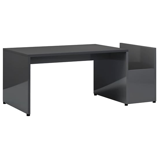 Blaga High Gloss Coffee Table With Side Storage In Grey_2