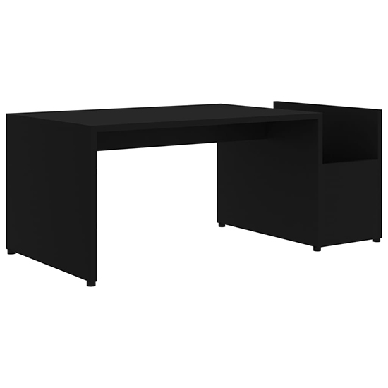 Blaga Wooden Coffee Table With Side Storage In Black