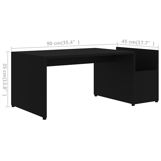 Blaga Wooden Coffee Table With Side Storage In Black