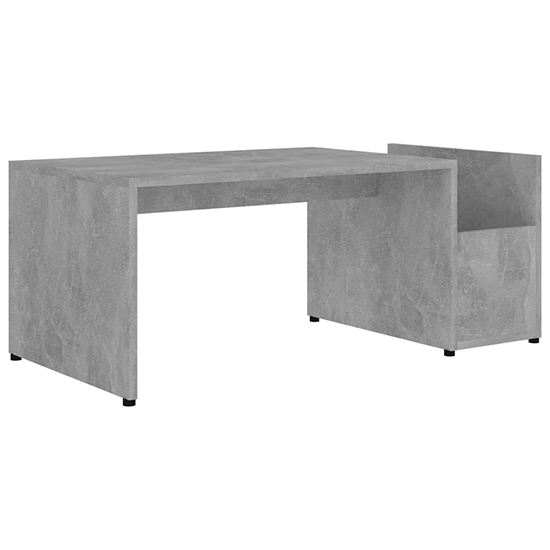 Blaga Wooden Coffee Table With Side Storage In Concrete Effect