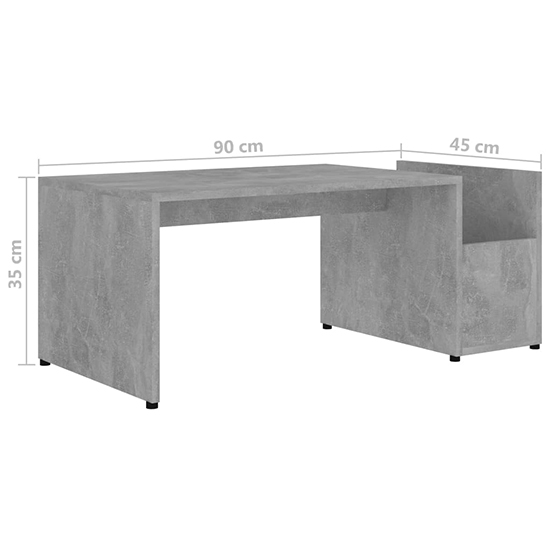 Blaga Wooden Coffee Table With Side Storage In Concrete Effect