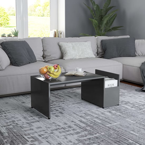 Read more about Blaga wooden coffee table with side storage in grey