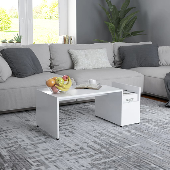 Product photograph of Blaga Wooden Coffee Table With Side Storage In White from Furniture in Fashion