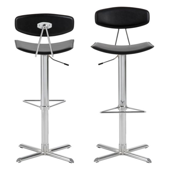 Blaike Walnut Faux Leather Gas-Lift Bar Stools In Pair_2