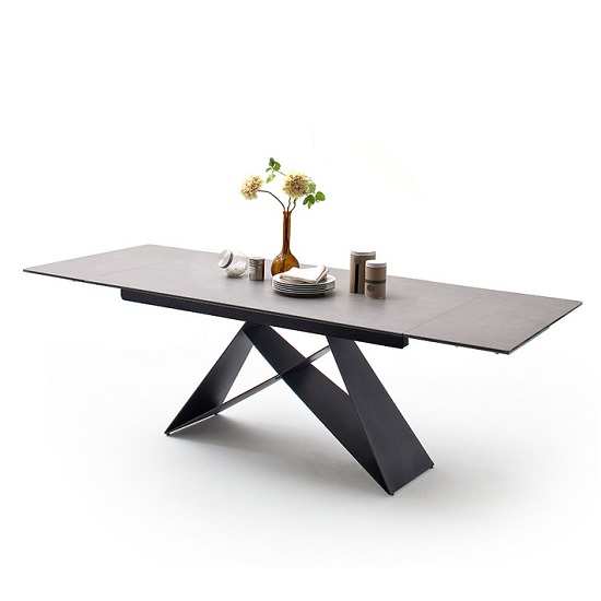 Read more about Blaine glass extendable dining table in light grey