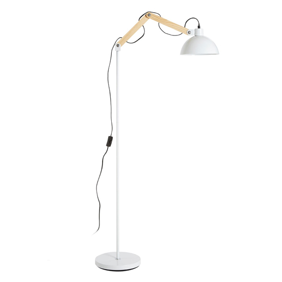 Blairon Glossy White Shade Floor Lamp With Metal Stalk