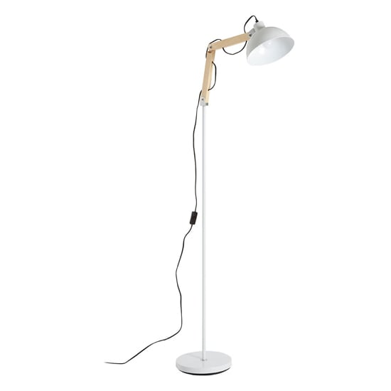 Blairon White Metal Floor Lamp With Adjustable Wooden Arm_2