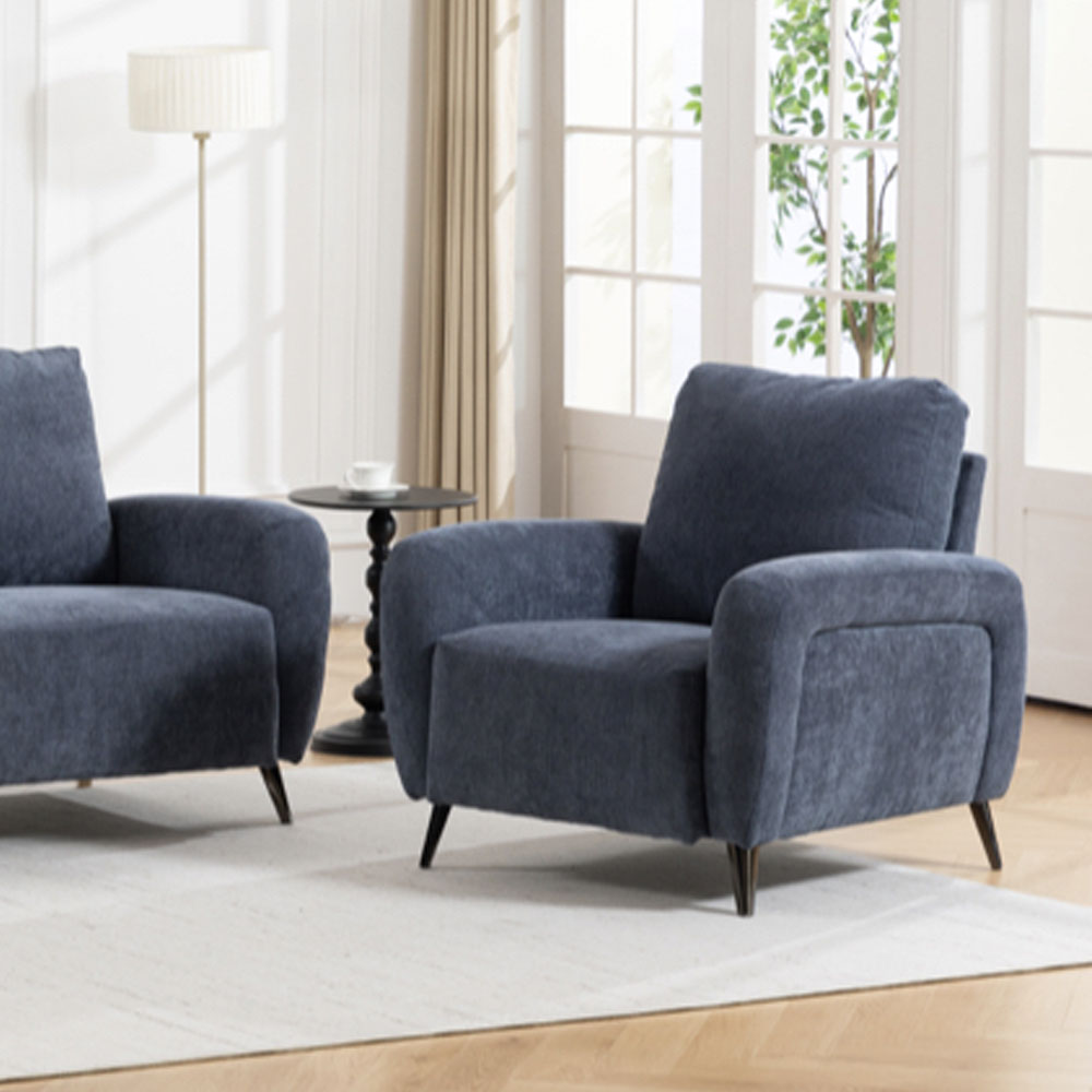 Blake Fabric 3+1+1 Seater Sofa Set in Denim Blue
