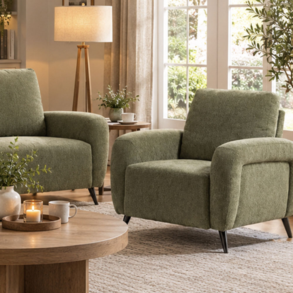 Blake Fabric 3+1+1 Seater Sofa Set in Moss Green