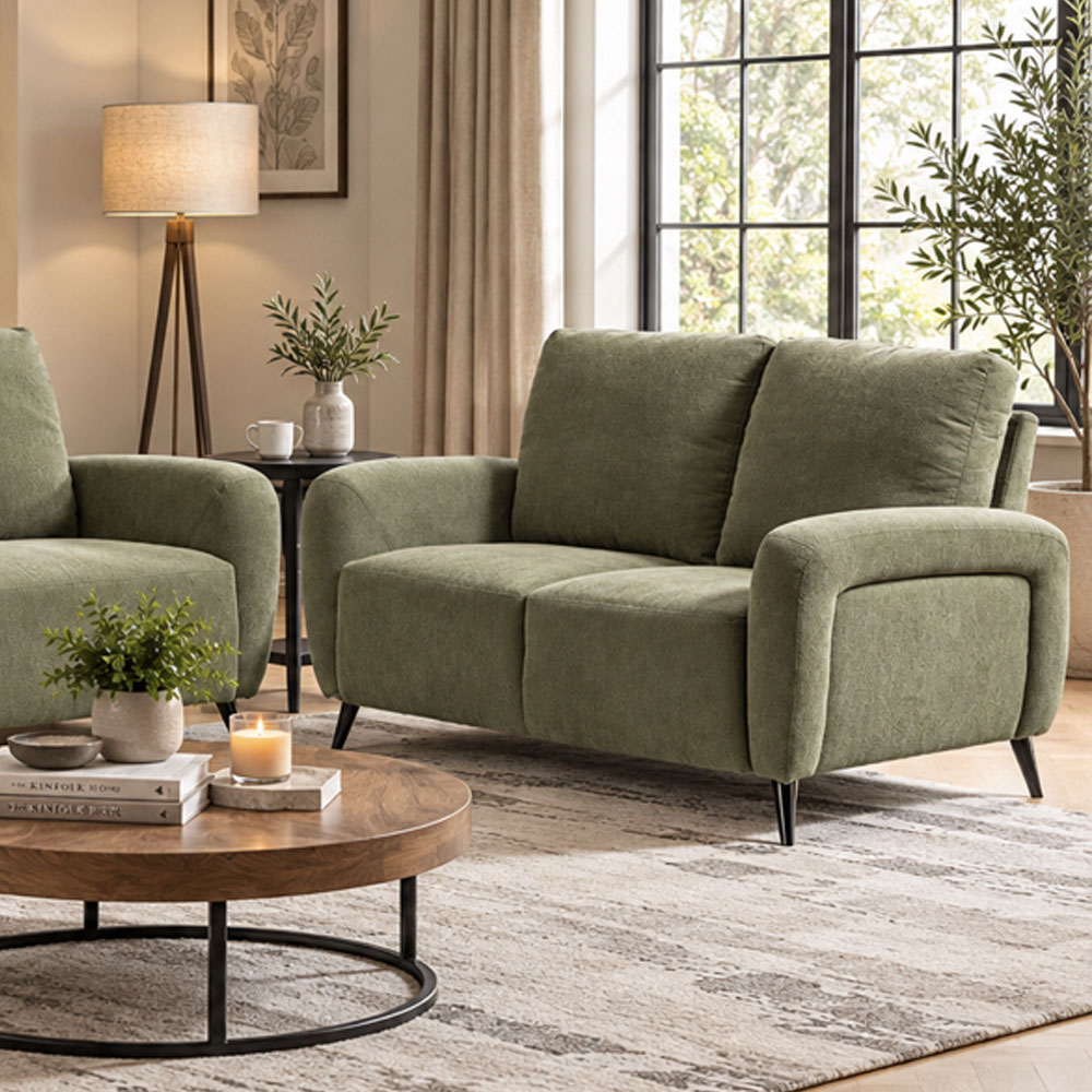 Blake Fabric 3+2 Seater Sofa Set in Moss Green
