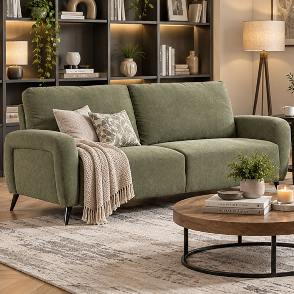 Blake Fabric 3+2 Seater Sofa Set in Moss Green