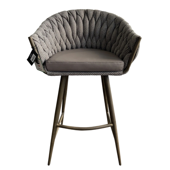 View Blake fabric bar stool with faux leather seat in brown