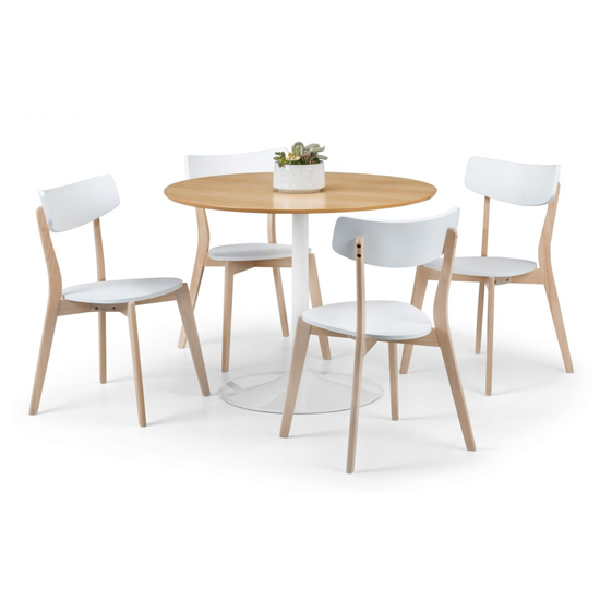 Blanco Round Wooden Dining Table In Oak And White Furniture in Fashion