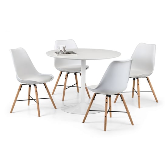 Balwina Round Wooden Dining Table In White_2