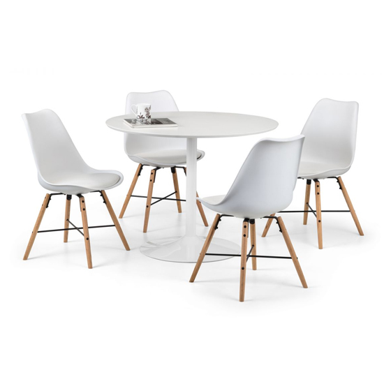 Balwina Round Wooden Dining Table In White