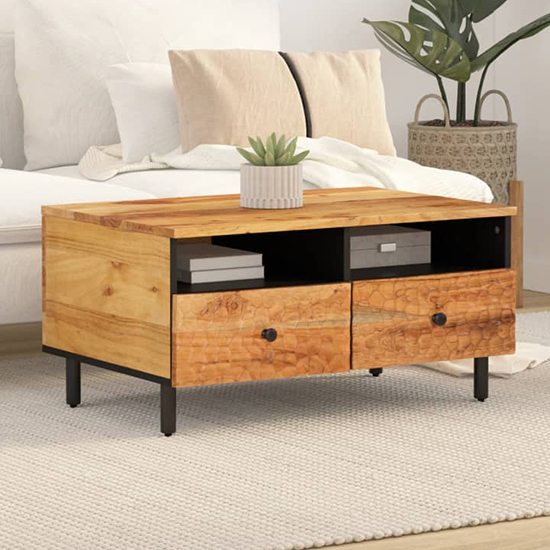 Read more about Blanes acacia wood coffee table with 2 drawers in natural