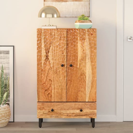 Product photograph of Blanes Acacia Wood Highboard With 2 Doors 1 Drawer In Natural from Furniture in Fashion
