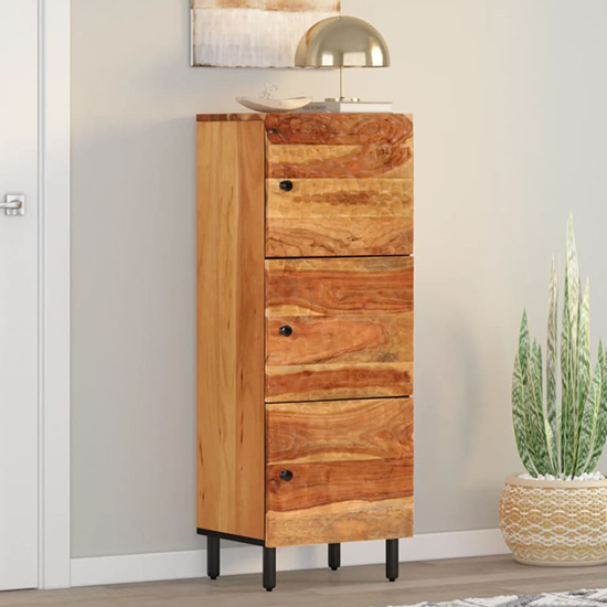 Blanes Acacia Wood Highboard With 3 Doors In Natural thumbnail