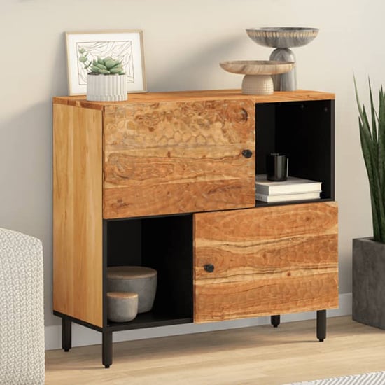 Blanes Acacia Wood Sideboard With 2 Doors 2 Shelves In Natural