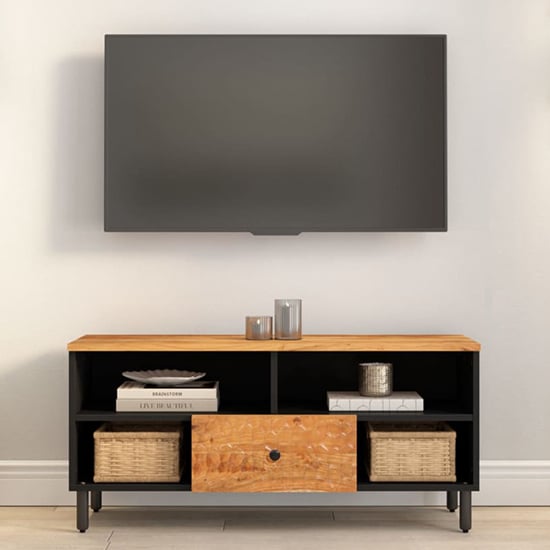 Read more about Blanes acacia wood tv stand with 1 drawer 4 shelves in natural