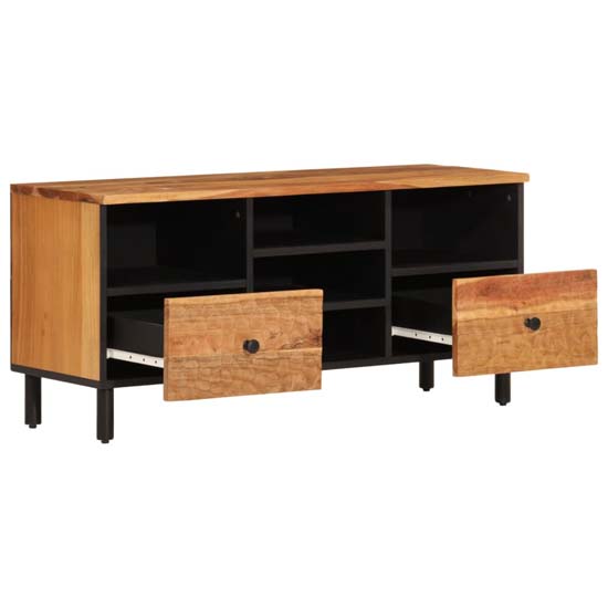 Blanes Acacia Wood TV Stand With 2 Drawers 4 Shelves In Natural