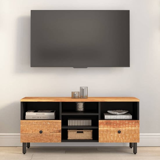 Blanes Acacia Wood TV Stand With 2 Drawers 4 Shelves In Natural