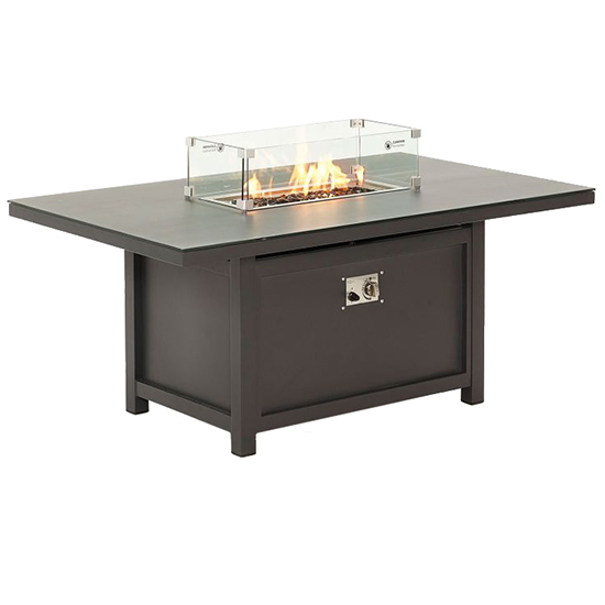 Photo of Boston outdoor glass lounge table with firepit in matt charcoal