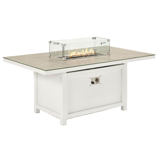 Product photograph of Boston Outdoor Glass Lounge Table With Firepit In Matt Stone from Furniture in Fashion