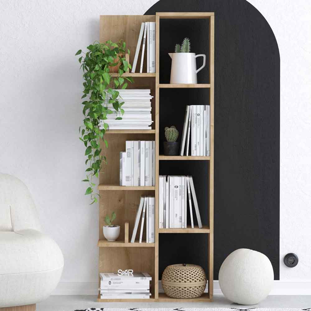 Blaze Tall Wooden Bookcase in Oak