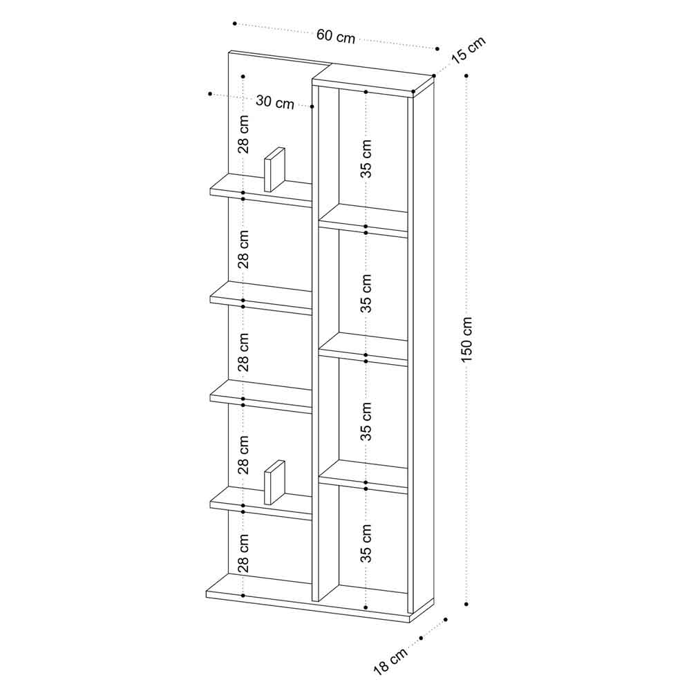 Blaze Tall Wooden Bookcase in Oak