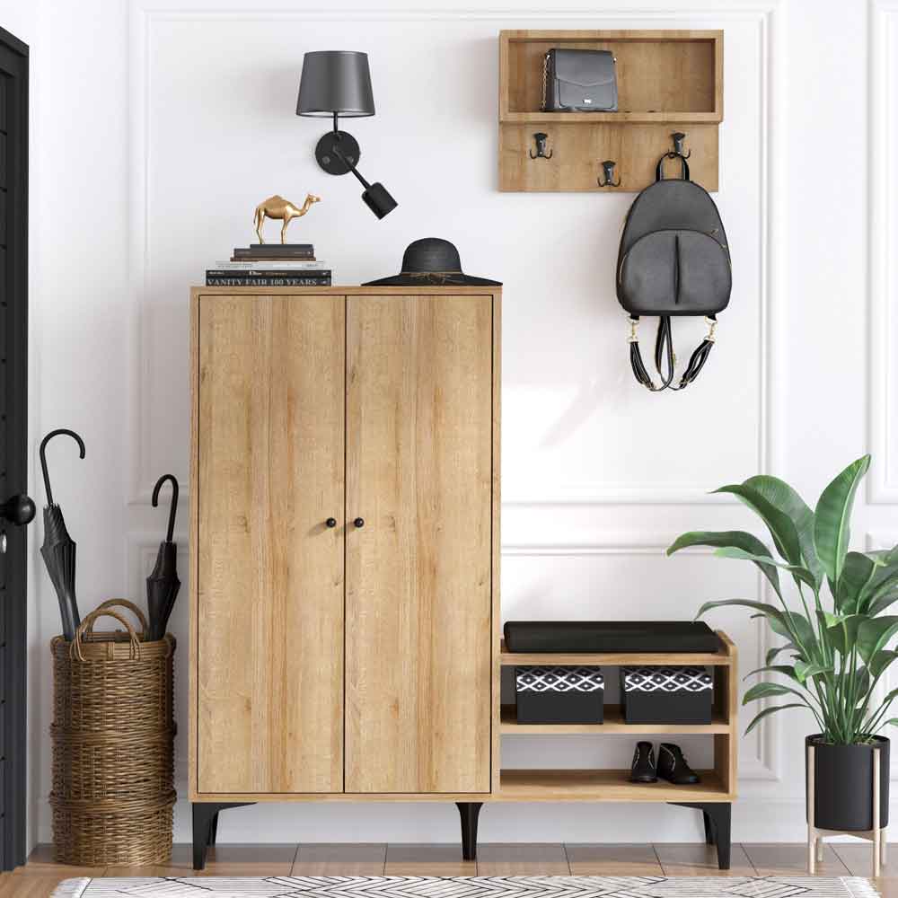 Blaze Wooden Hallway Storage Furniture Set in Oak