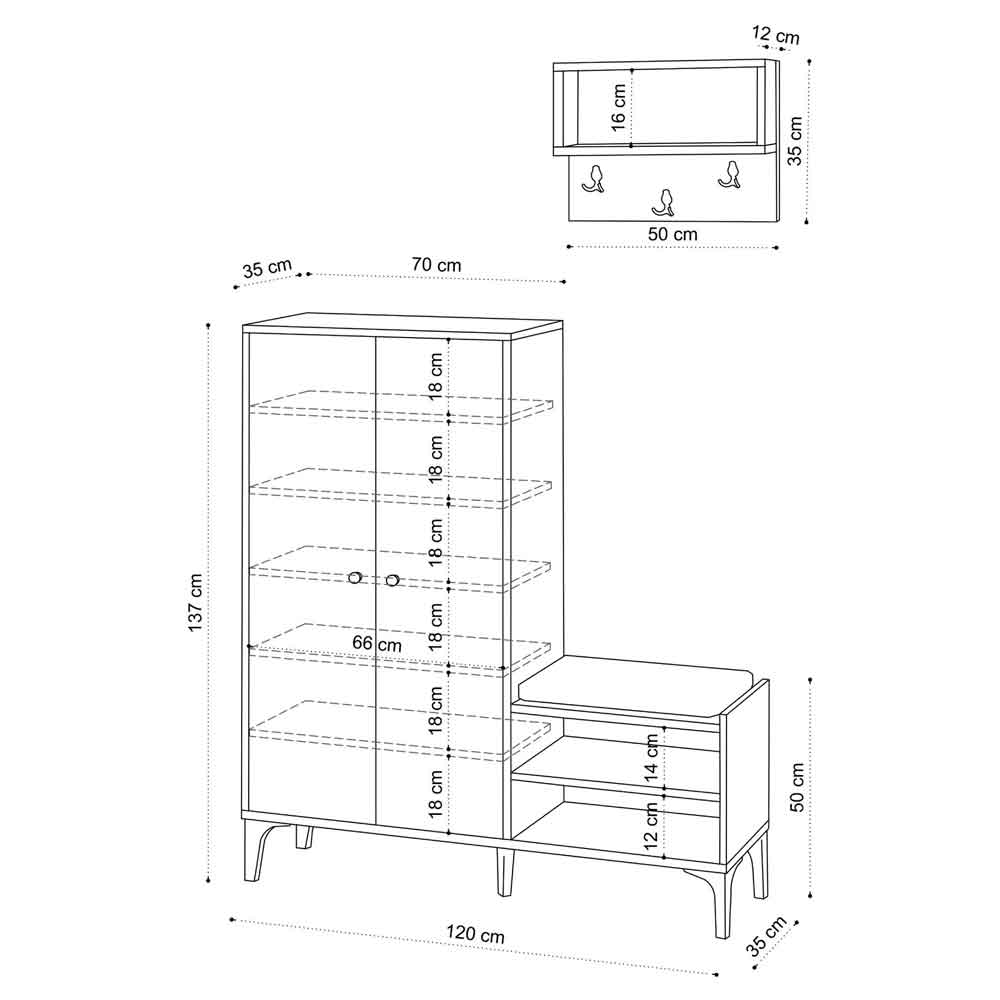 Blaze Wooden Hallway Storage Furniture Set in Oak