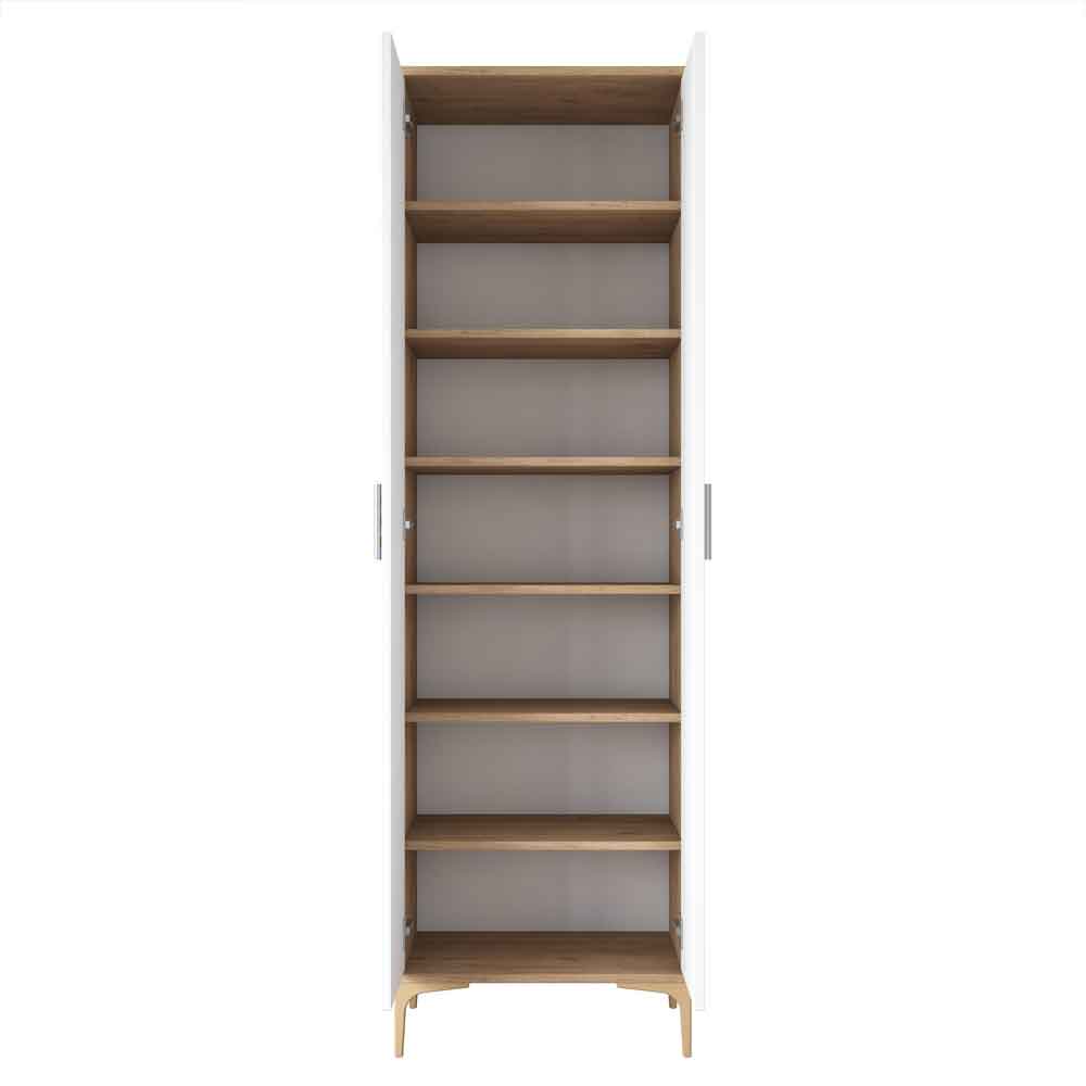 Blaze Wooden Storage Cabinet with 2 Doors in White and Walnut