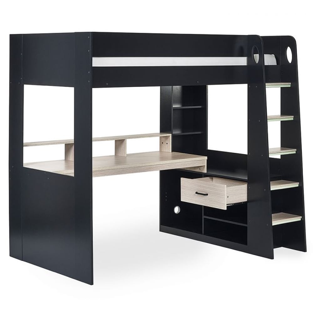 Blazo Wooden Gaming High Sleeper Bunk Bed In Black
